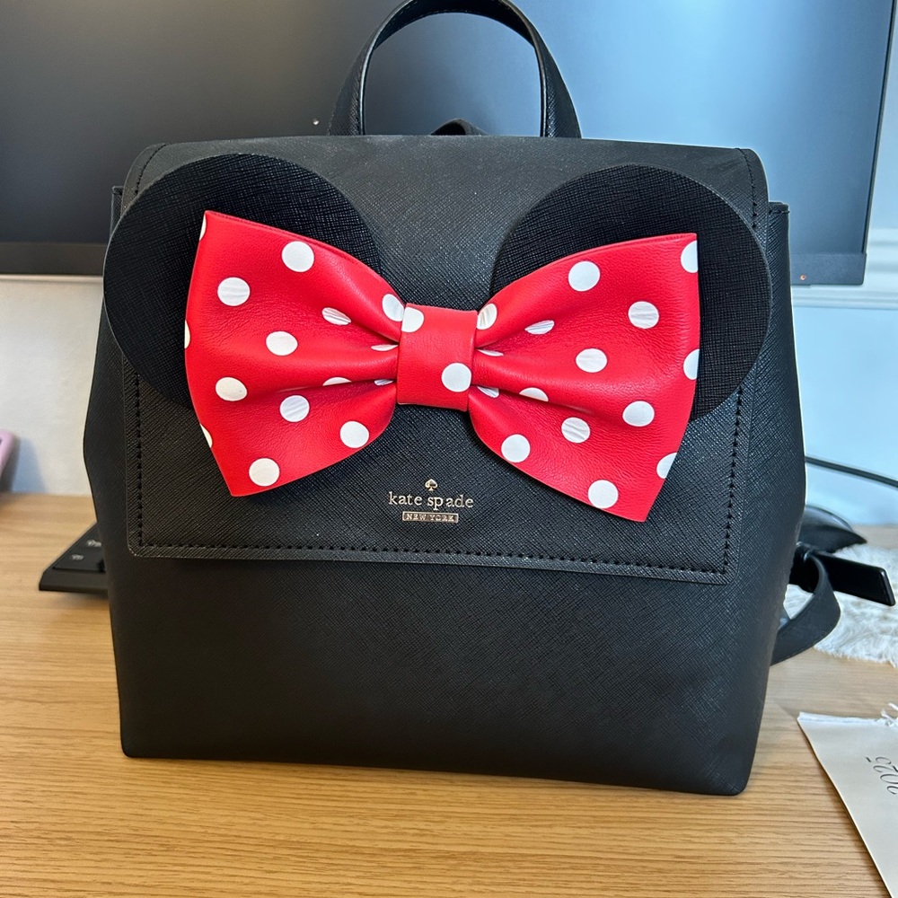 Kate Spade Black Backpack with Red Polka Dot Bow